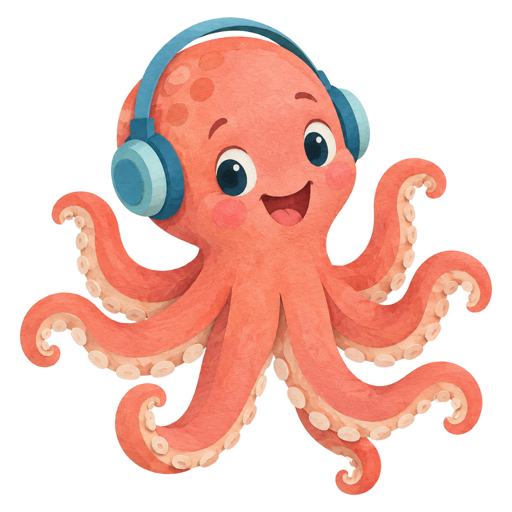 Polvo com fones de ouvido